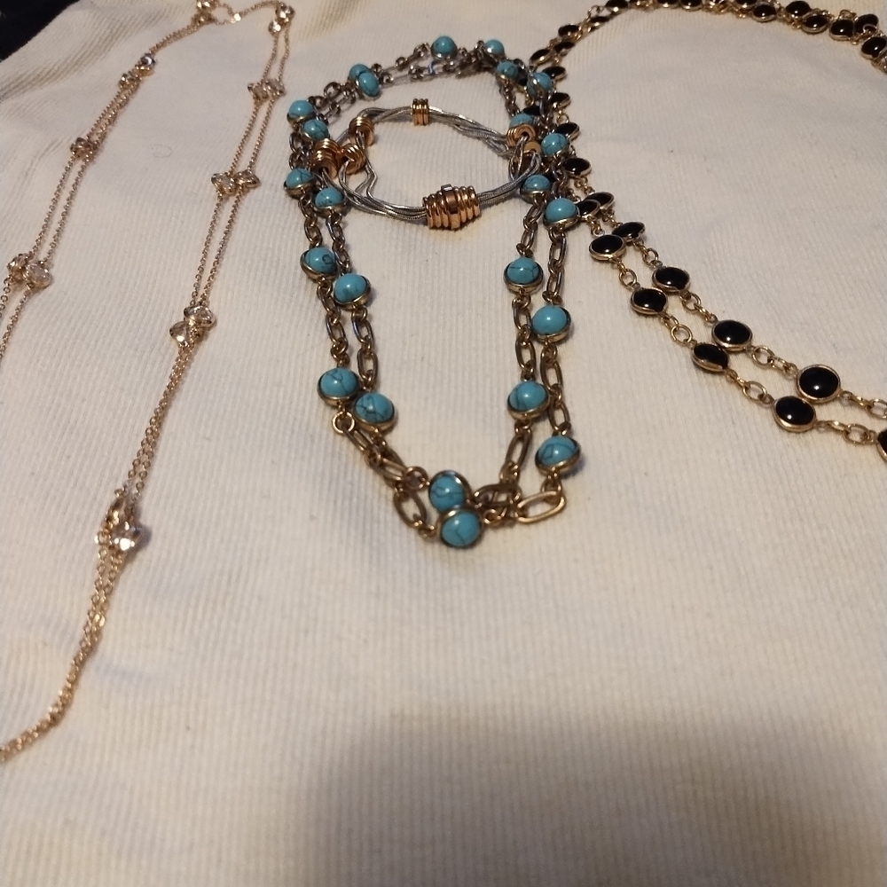 Set Of 3 Station Style Necklaces And A Bracelet